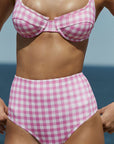 BLUSH GINGHAM HIGH WAISTED PANT