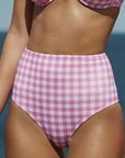 BLUSH GINGHAM HIGH WAISTED PANT