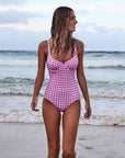 BLUSH GINGHAM BALCONETTE ONE PIECE