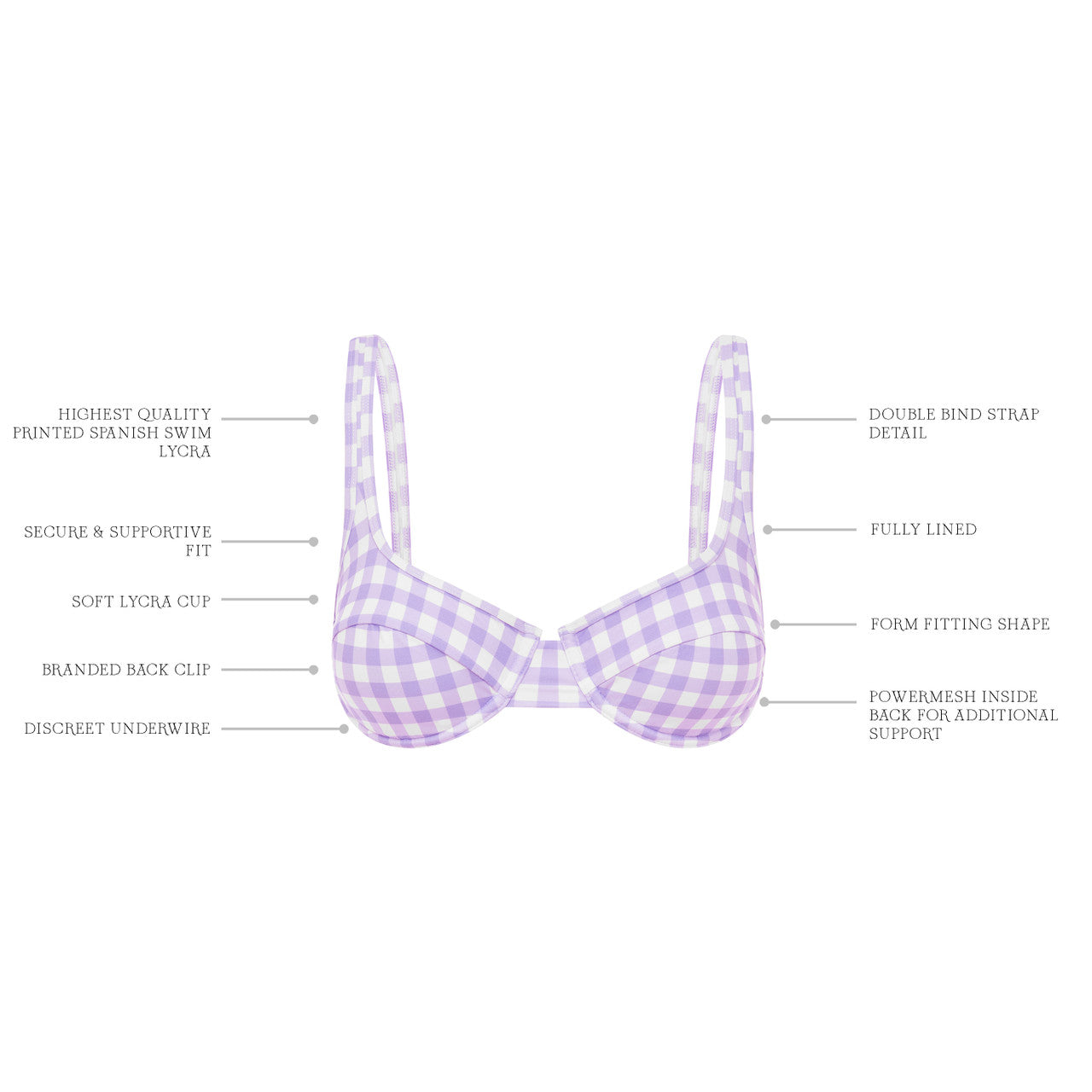 LILAC GINGHAM BALCONETTE BRA