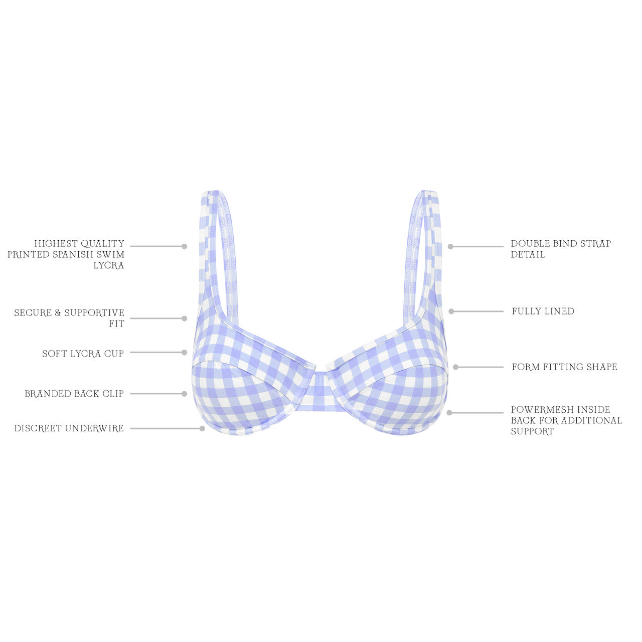 SKY GINGHAM BALCONETTE BRA