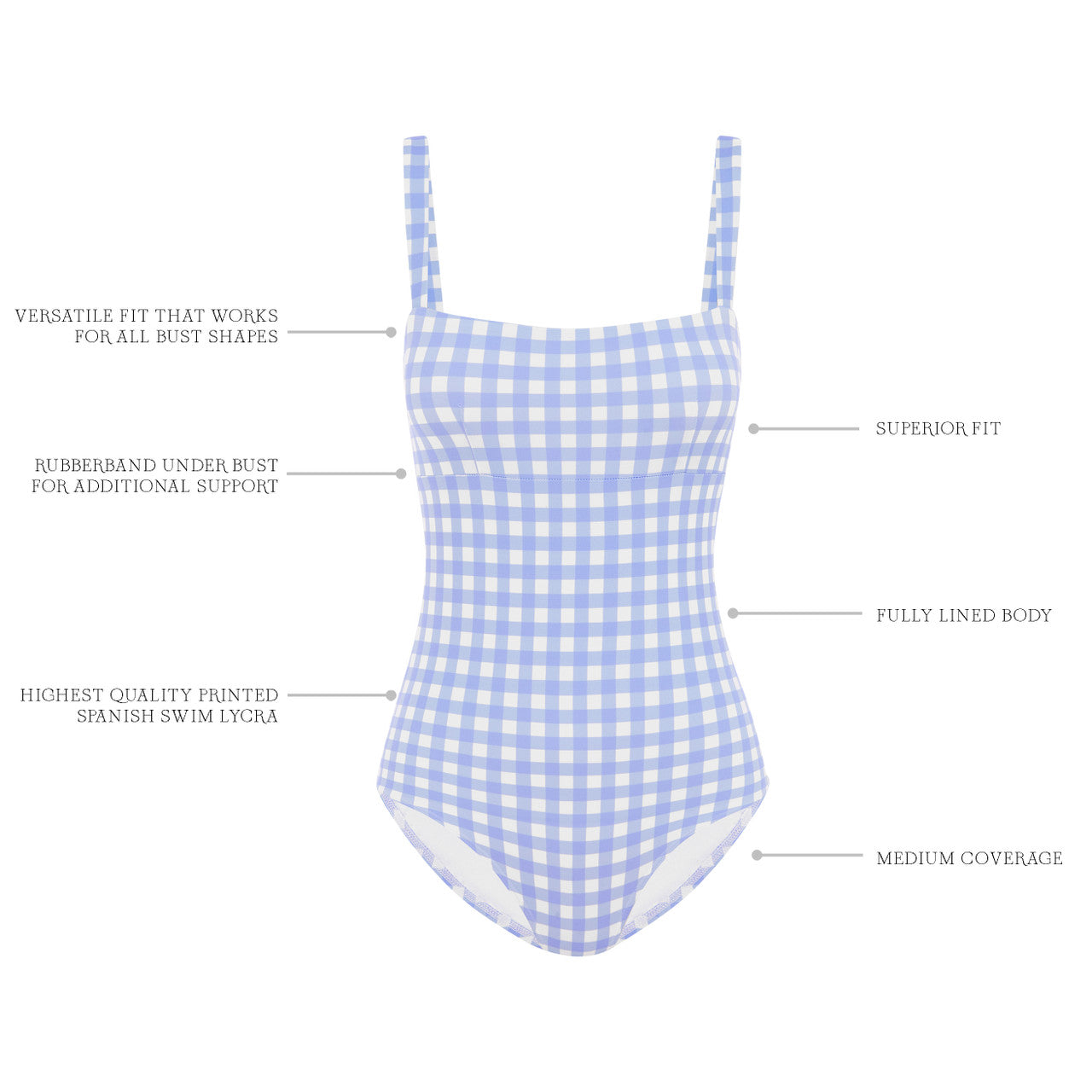 SKY GINGHAM BANDEAU ONE PIECE