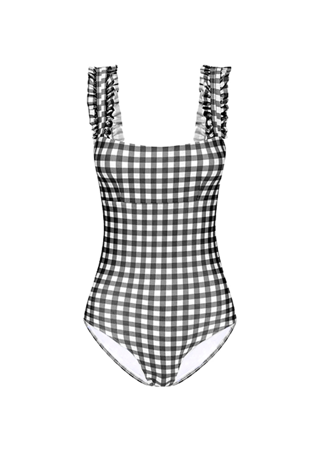EPHEMERA Gingham Ruffle One Piece Classic Gingahm – Ephemera Resort
