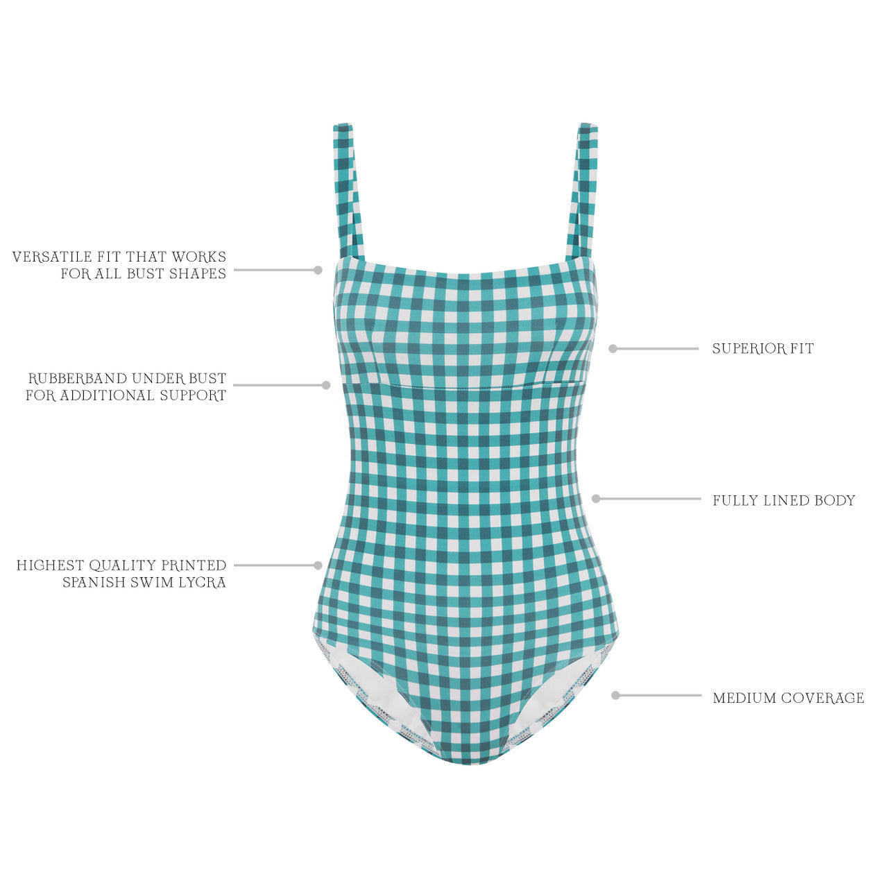FOREST GINGHAM BANDEAU ONE PIECE