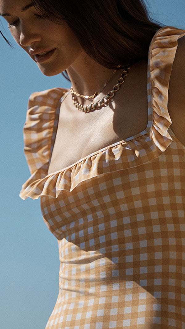 MARIGOLD GINGHAM FLOUNCE ONE PIECE