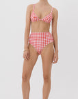 ROUGE GINGHAM HIGH WAISTED PANT