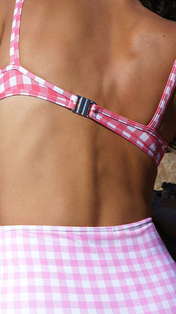 GERANIUM GINGHAM HIGH WAISTED PANT