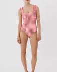 ROUGE GINGHAM RUFFLE ONE PIECE