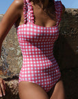 ROUGE GINGHAM RUFFLE ONE PIECE