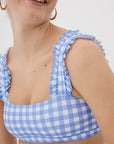 SKY GINGHAM RUFFLE BRA