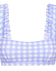 SKY GINGHAM RUFFLE BRA