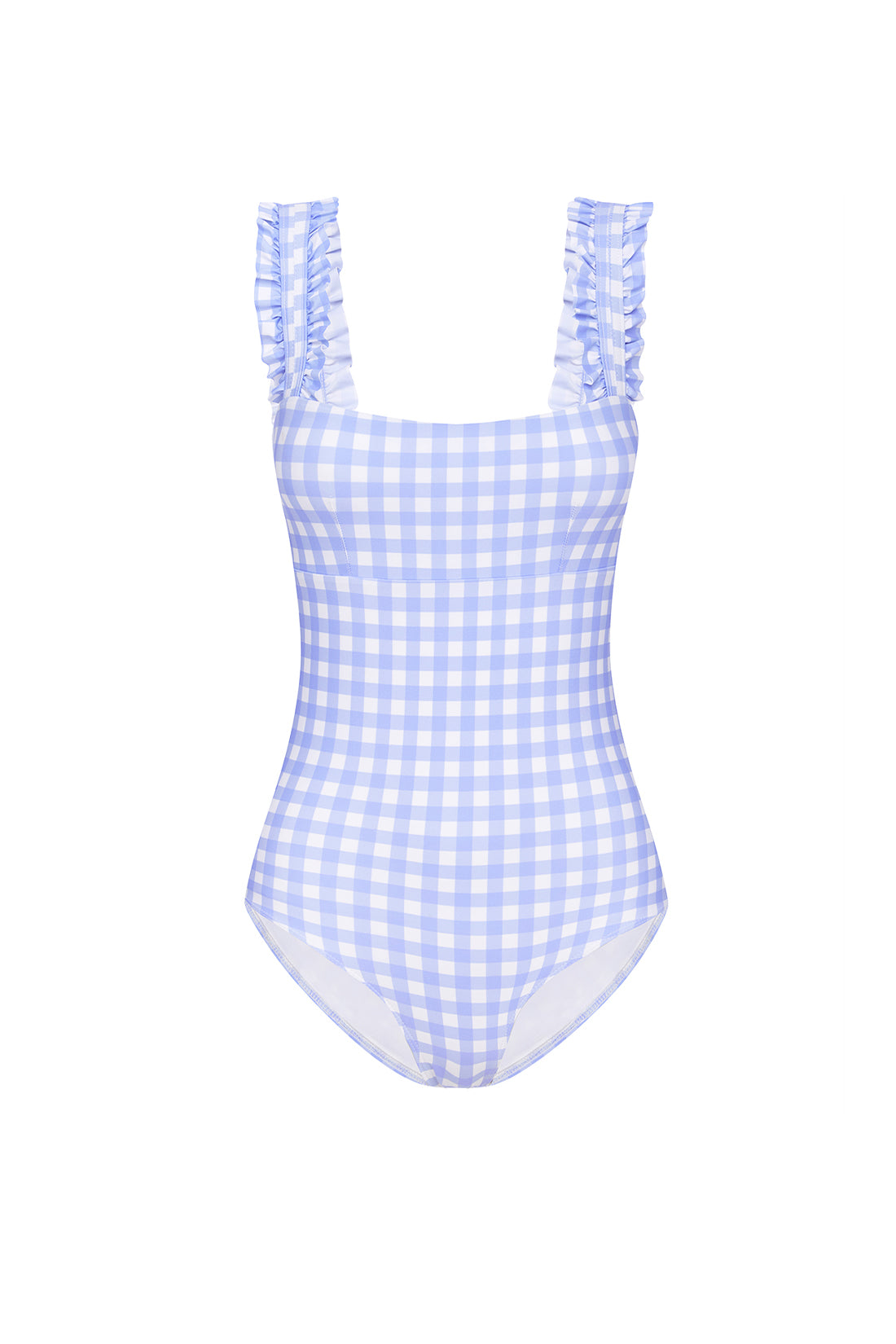■LAMEREI■ Ruffle Gingham Check SwimSuit[LMBBSW210]Sky Blue Ruffle Gingham Check SwimSuit[LMBBSW210]-Sky Blue