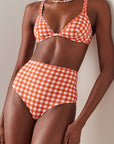 TERRACOTTA GINGHAM HIGH WAISTED PANT