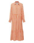 TERRACOTTA GINGHAM BUTTON DOWN MAXI