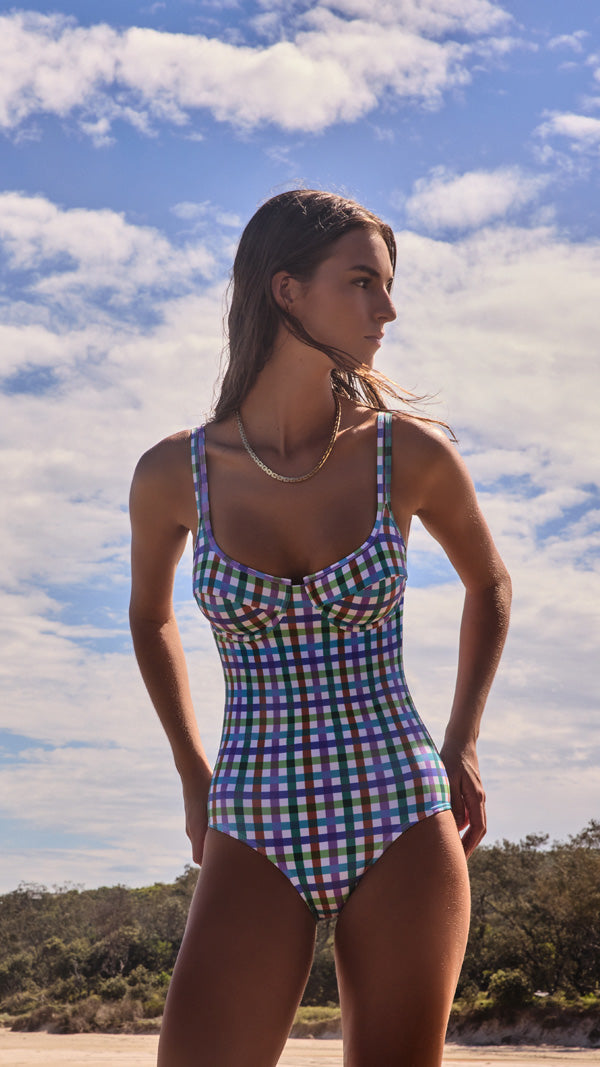 ATLANTIS GINGHAM BALCONETTE ONE PIECE