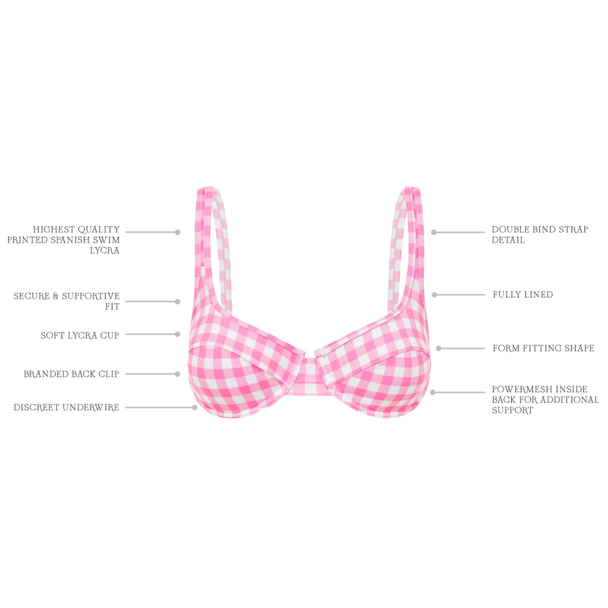 BLUSH GINGHAM BALCONETTE BRA