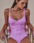 BLUSH GINGHAM BALCONETTE ONE PIECE
