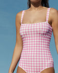 BLUSH GINGHAM BANDEAU ONE PIECE