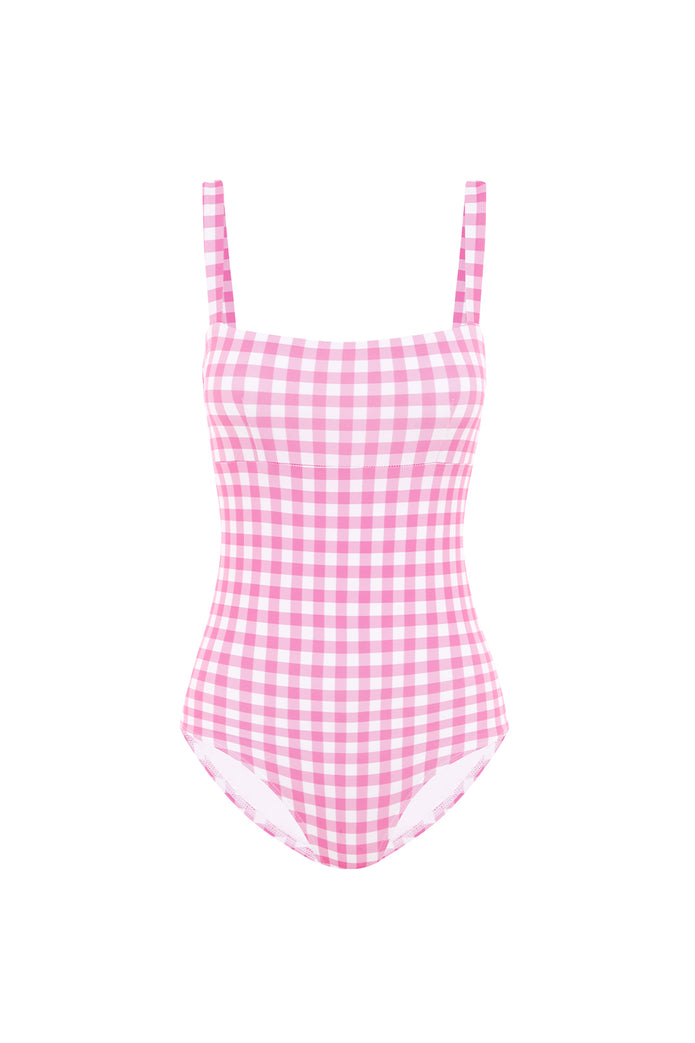BLUSH GINGHAM BANDEAU ONE PIECE