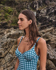 FOREST GINGHAM BALCONETTE ONE PIECE