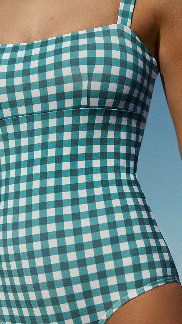 FOREST GINGHAM BANDEAU ONE PIECE