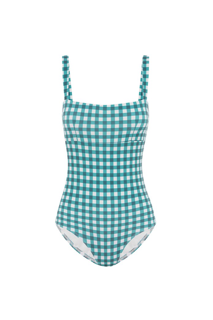 FOREST GINGHAM BANDEAU ONE PIECE
