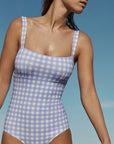 SKY GINGHAM BANDEAU ONE PIECE