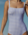 SKY GINGHAM BANDEAU ONE PIECE