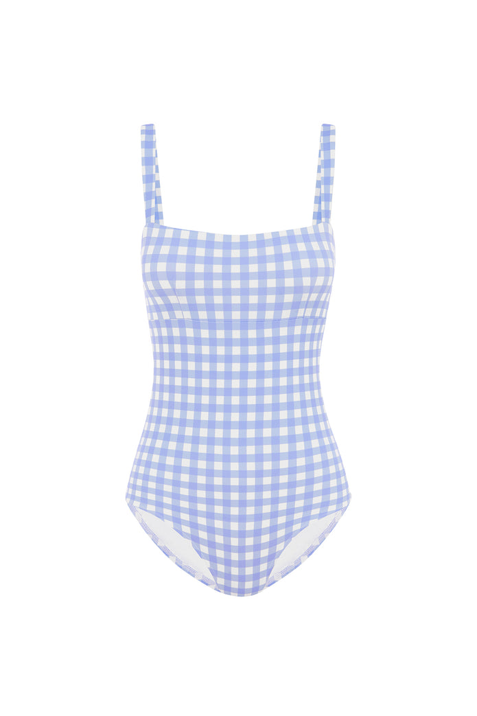 SKY GINGHAM BANDEAU ONE PIECE