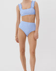 SKY GINGHAM HIGH WAISTED PANT