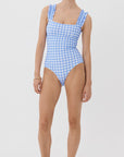 SKY GINGHAM RUFFLE ONE PIECE